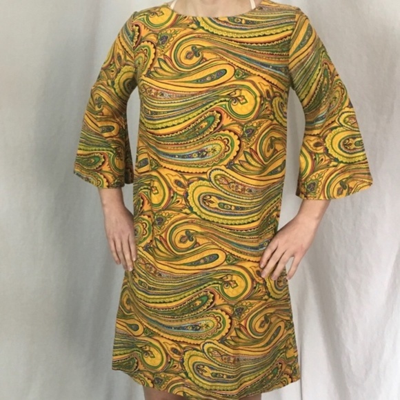 Vintage Dresses & Skirts - Vintage 60s/70s Mini Paisley Go Go Dress
